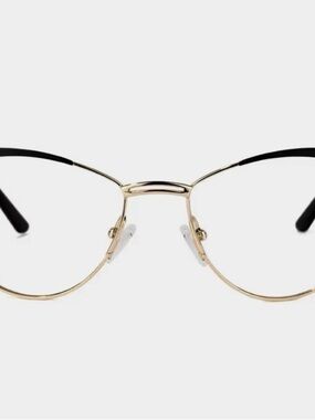 Classic Women's Gold Metal Frame Glasses with Black Temples